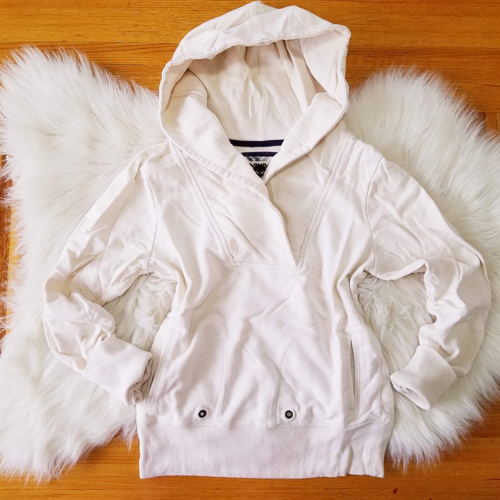 Old Navy Cream Pull Over Hoodie Sweatshirt, V-Neck